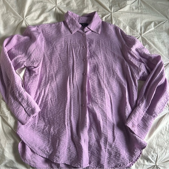 Womens Dynamite XS Lilac Oversized Button-Up Blouse - Picture 1 of 5